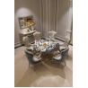 New italian Luxury Dinner Room Marble Top Wooden Carved Elegant Round Dining