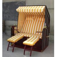China Contemporary Dark Brown Wood And Wicker Roofed Beach Chair & Strandkorb on sale