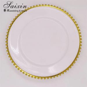 Plastic Gold Beaded Acrylic Charger Plate Wedding Table Decoration Clear