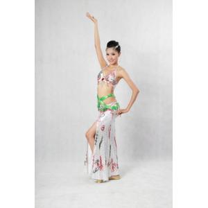 China Elegant Floral Halter Neck Metallic Bras & Skirt with Green Waistband Belly Dancing Clothes supplier
