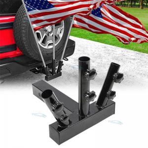 China Security Design Triple Flag Pole Holder Hitch Universal For Jeep SUV RV Pickup supplier