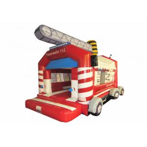 Costura cuádruple de la casa comercial de la despedida del Firetruck, castillo de salto inflable 5 los x 6m