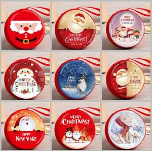 2018 Christmas promotional gifts zipper closure round tin wallet small mini metal tinplate coin box Promotional items