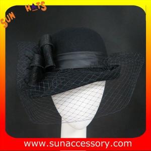 China 2320 Sun Accessory customized fashion winter wool felt  hats, bowknot sweatband women hats and caps wholesaling supplier