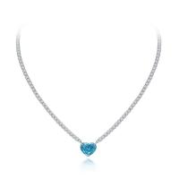 China Elegant Heart Shape Aqua Blue 925 Sterling Silver Heart Gemstone Necklace on sale