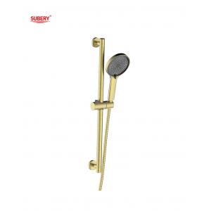 China Brushed Golden Round Classical Hand Held Shower Rod Wall mounted supplier