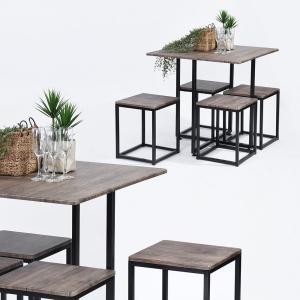 Black Oak Dining Room Set Wooden Table And Chairs For Bar Kitchen
