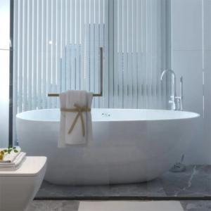 China 1.5m Modern Freestanding Solid Surface Bathtub Acrylic Stone Resin Soaking Tub supplier