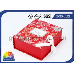 Popular Design Printed Luxury Hinged Lid Gift Box Red Flat Pack Gift Set Fold Paper Box