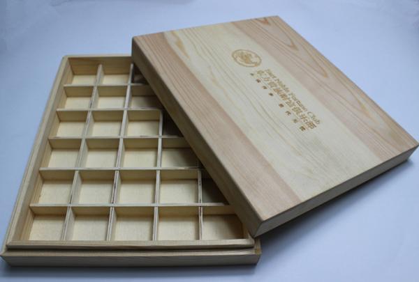wooden storage box with dividers