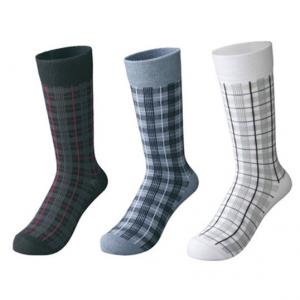 China custom socks ,design socks, logo socks,Mens Grid Pattern Dress Socks supplier