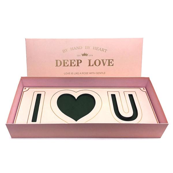 Custom Logo Printing Valentine Mothers Day Gift Boxes Pink Deep I Love You U Mom