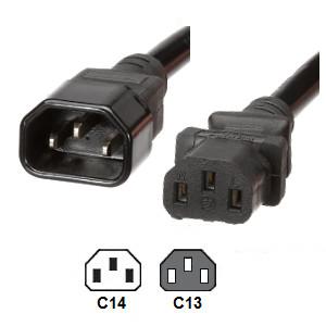 IEC C14 to C13 25 Ft Power Cord UL Listed 10 Amp 250V 18 AWG For Computer