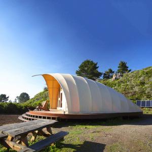 UV Resistant Cocoon Shaped Hotel Dome Tent With Glass Door And Bathroom