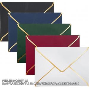 Size A7 Envelopes, Luxury Invitation Envelopes 5.31 X 7.28 Inch V-Flap Envelopes Quick Seal With Gold Border