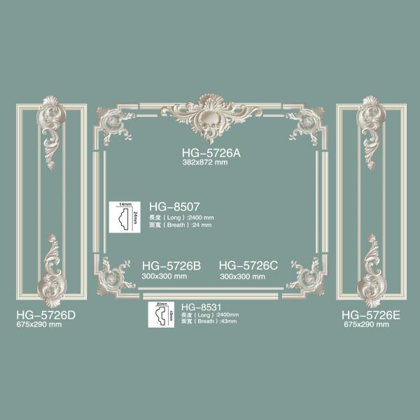 Polyurethane Corner Decorative PU Wall Panel Moulding HG-5726