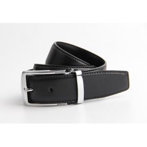 Genuine Embossed Leather Belt , Mens Black Leather Belt 100 - 140cm Length