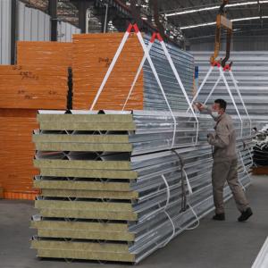 China Heat Insulation Fireproof Rock Wool Sandwich Panel Roof Panel For Prefabricated House supplier