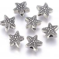 China 50Pcs Antique Silver Starfish Animal Spacer Beads Tibetan Metal Ocean Sea Life 10x11mm on sale