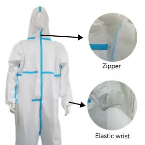 Male Protective Suit with Tape CE Certified Disposable PP PE Hooded Coveralls in US