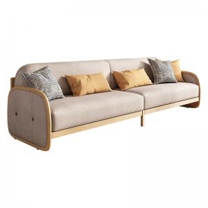 Multi Functional Hotel Lobby Furniture Nordic Simple Solid Wood Fabric Sofa