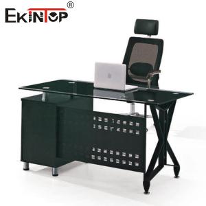 China Metal Frame Tempered Glass Office Desk Morden Office Workstation Fruniture supplier