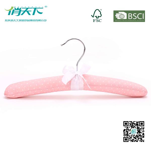 Betterall Pink Polka Dot Pattern Satin Hanger with White Bow