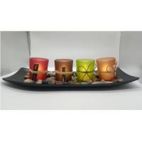 Candle Holders  with 4 LED Tea Light Candles, Rocks and Tray