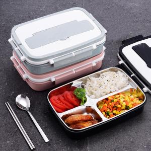 China Food Grade 304 Stainless Steel Reusable Meal Containers 4 Compartment Bento Lunch Box supplier
