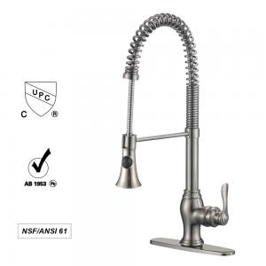 China CUPC Approved Chrome Brass Water Power Sink Faucets Pull Out Water Tap wholesale