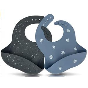 Adjustable Collar Silicone Baby Bibs BPA Free Waterproof with pocket