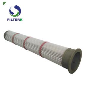 China Rubber Cap Pleated Filter Bags High Efficiency 153 * 2000mm Diameter For Cement supplier