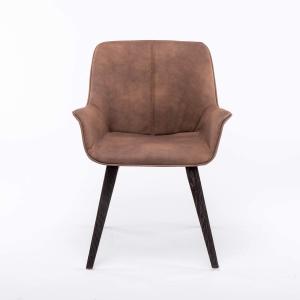 China Brown Leather Leather Swivel Armchair With Arms , Upholstered Accent Chairs supplier