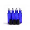 China Round Cobalt Blue Glass Roller Bottles For Essential Oils White / Black Cap wholesale
