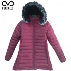 China Windproof Ladies Light Padded Jacket , Metallic Womens Down Jacket Long Hoodies supplier