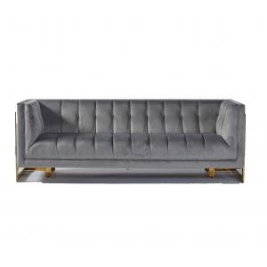 Velvet Fabric Tufted Modern Living Room Sofa With Hallow Metal Legs