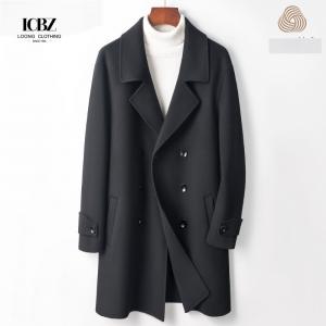 Cotton Lapel Men's Winter Coat Oversized Single Breasted Trench Jacket for Cold Days