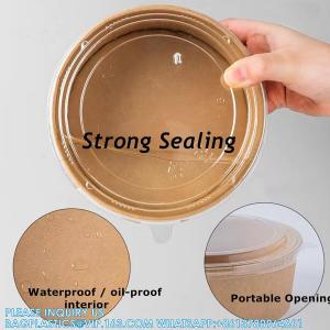Kraft Paper Bowls With Lid, 25 Oz Disposable Soup Salad Serving Bowls, To Go Food Container For Party Dessert