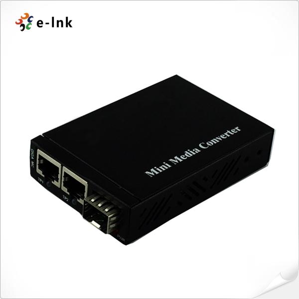 China ミニ 2x 10/100/1000Base-T RJ45 から 1x 1000Base-X SFP スロット ギガビット イーサネット メディア 変換器 supplier