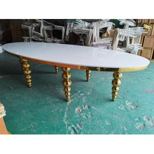 Oval MDF Wedding Banquet Tables Banquet Style Wedding Reception Tables Ss Gold Ball Legs