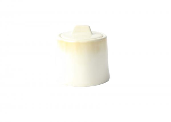 Beige Reactive Color Ceramic Sugar Jar 300ml Handmade Style Food Safety