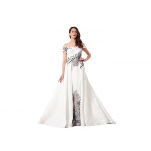 Elegant White Ladies Off Shoulder V Neck Wedding Dress Fully Lined Custom Size