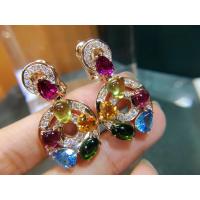 China Astrale earrings 18k yellow gold set with blue topaz, green tourmaline, peridot, citrine and red garnet set with diamond on sale