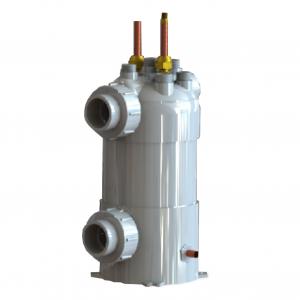Industrial PVC shell titanium tube evaporator coil heat exchanger for aquarium chiller heat pumps