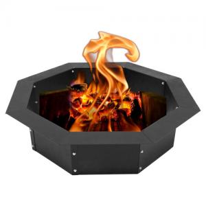 Heavy Duty Steel DIY Campfire Fire Pit Insert Ring Liner Octagon 38" Outer 30" Inner for Outdoor Patio Backyard Wit