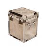 China Brown White Leather Retro Trunk Vintage With Lock Wood Nightstand With Fur wholesale