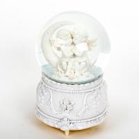 China Polyresin 100mm Baby Angel Lighted Musical Snow Globes on sale