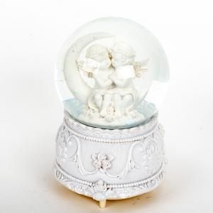 Polyresin 100mm Baby Angel Lighted Musical Snow Globes