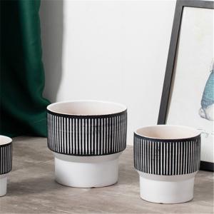 Fashionable design modern style simple elegant planter flower pot outdoor decoration cheap embossed ceramic plant pots