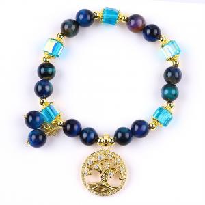 China Healing Natural Crystal 8mm Rainbow Tiger Eye Tree Of Life Bead Bracelet For Daily Wear supplier